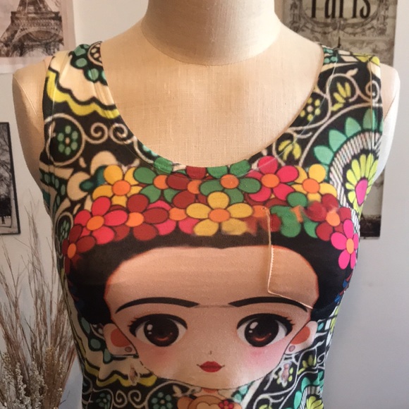 Frida Kahlo Rainbow Sleeveless Tank Top One Size - Picture 5 of 7